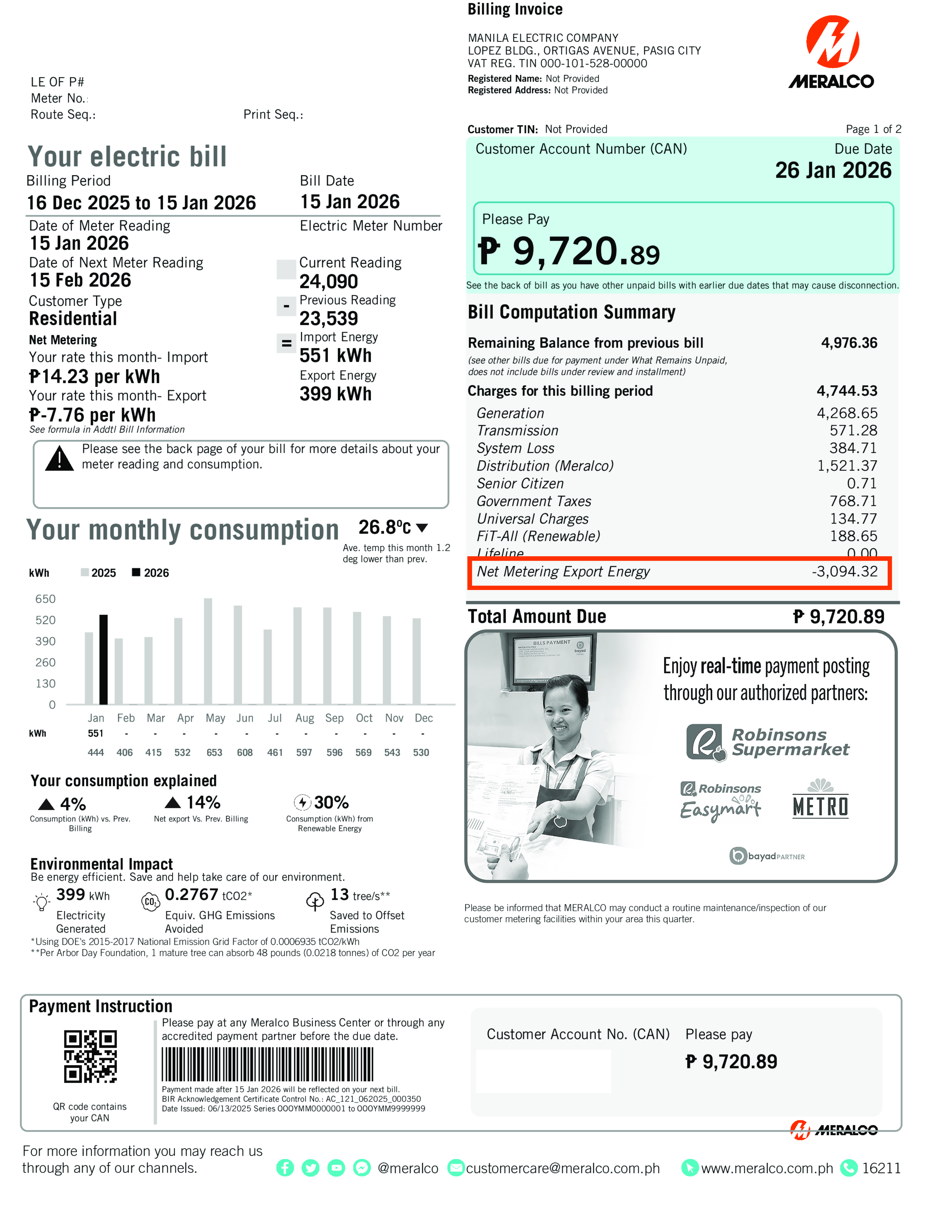 Where can I find my bill credits from Net-Metering?