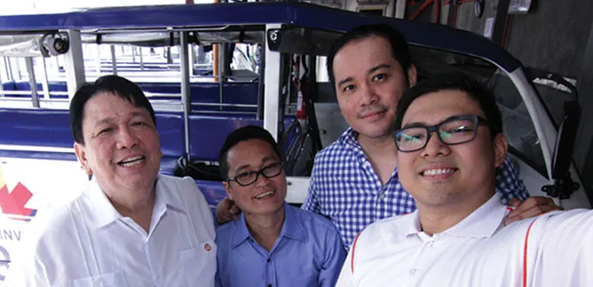 Lunvest and Meralco representatives inside a vehicle.