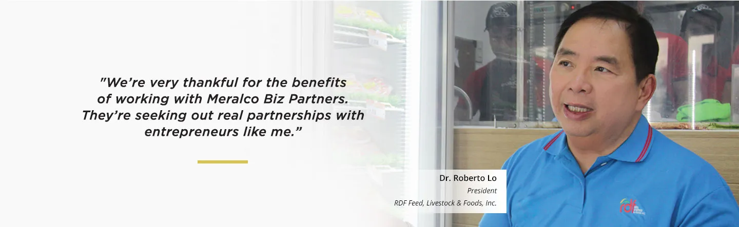 Fresh Options representative beside his customer testimonial.