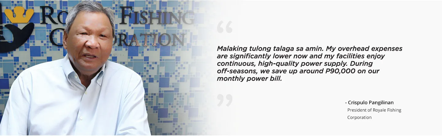 Fishing industry representative beside his customer testimonial.