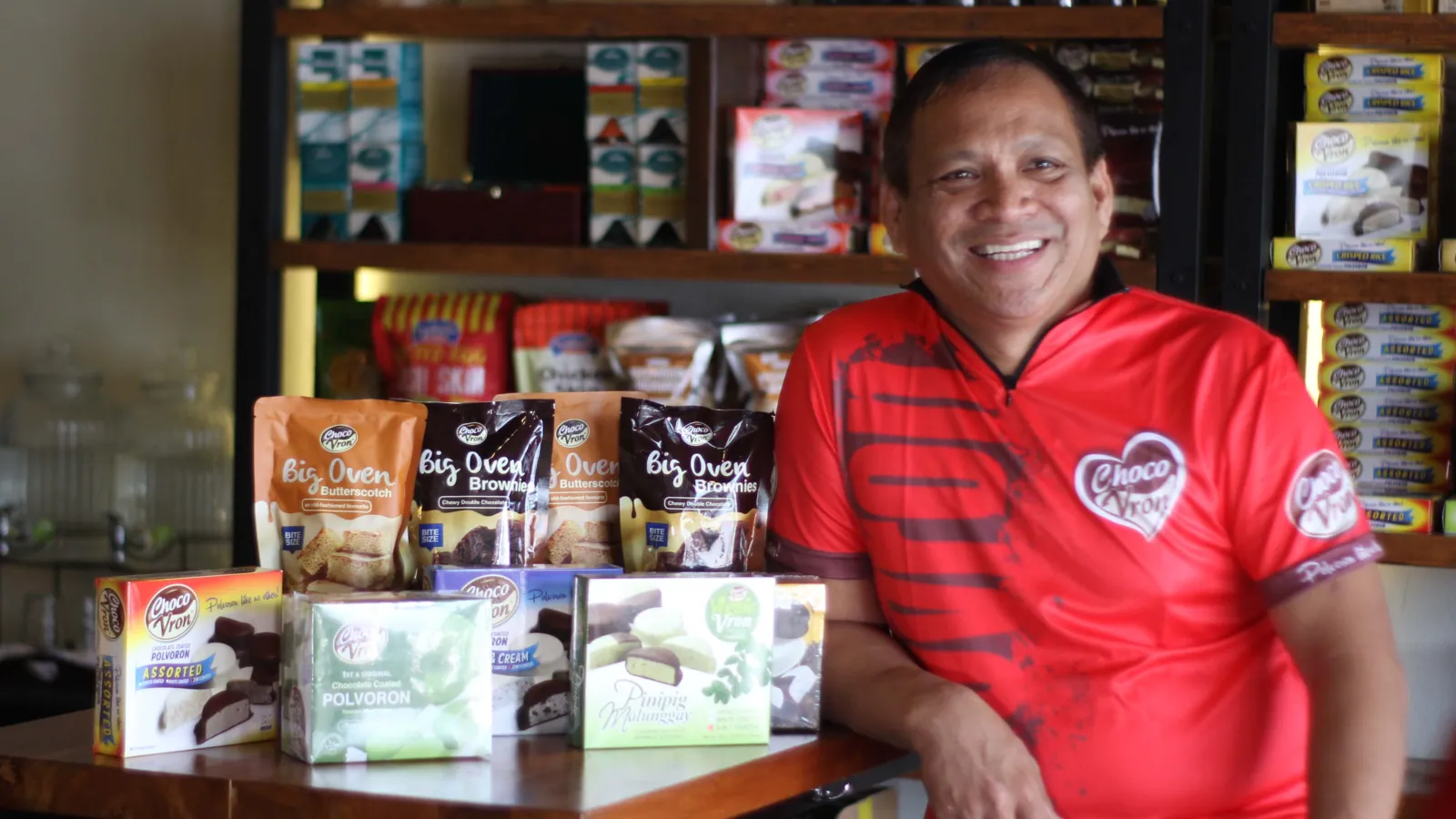 Chocovron representative with the company’s products.