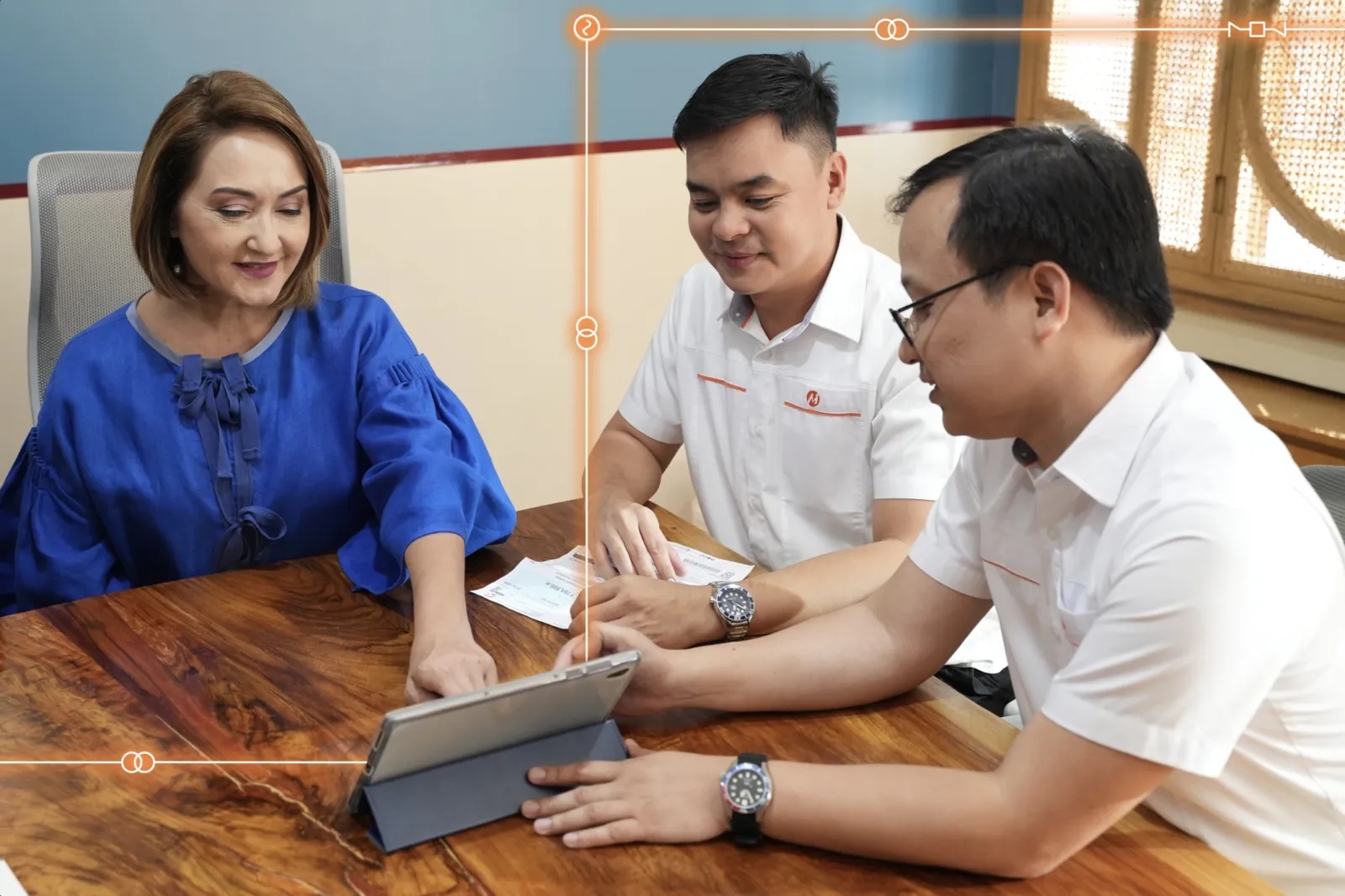 O.B. Montessori and Meralco representatives discuss energy plans.