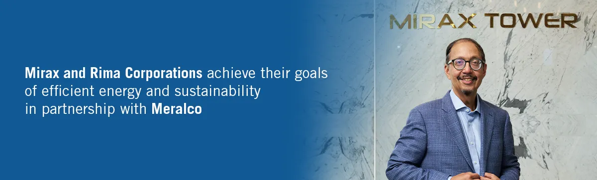 Mirax and Rima representative beside the company’s sustainable development message.