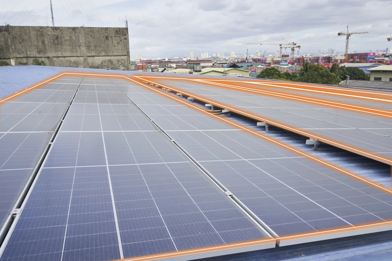 Solar panels on the Northbay Polaris facility roof.