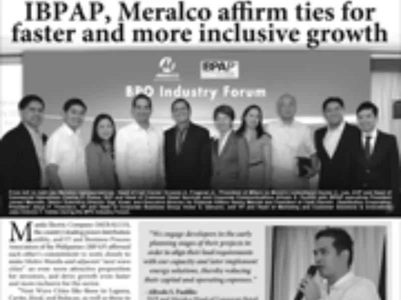 IBPAP, Meralco affirm ties for faster and more inclusive growth