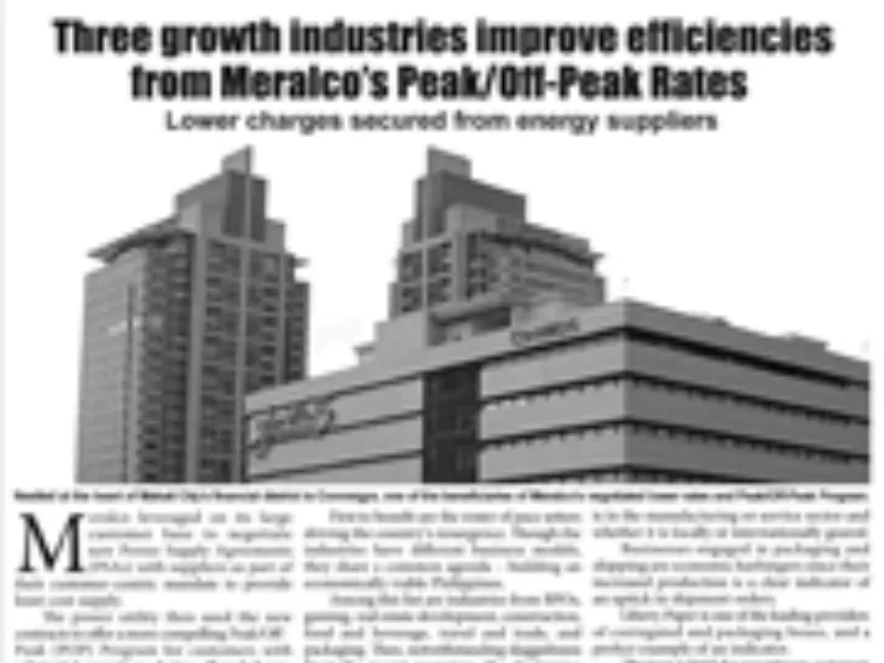 Three growth industries improve efficiencies from Meralco's POP rates