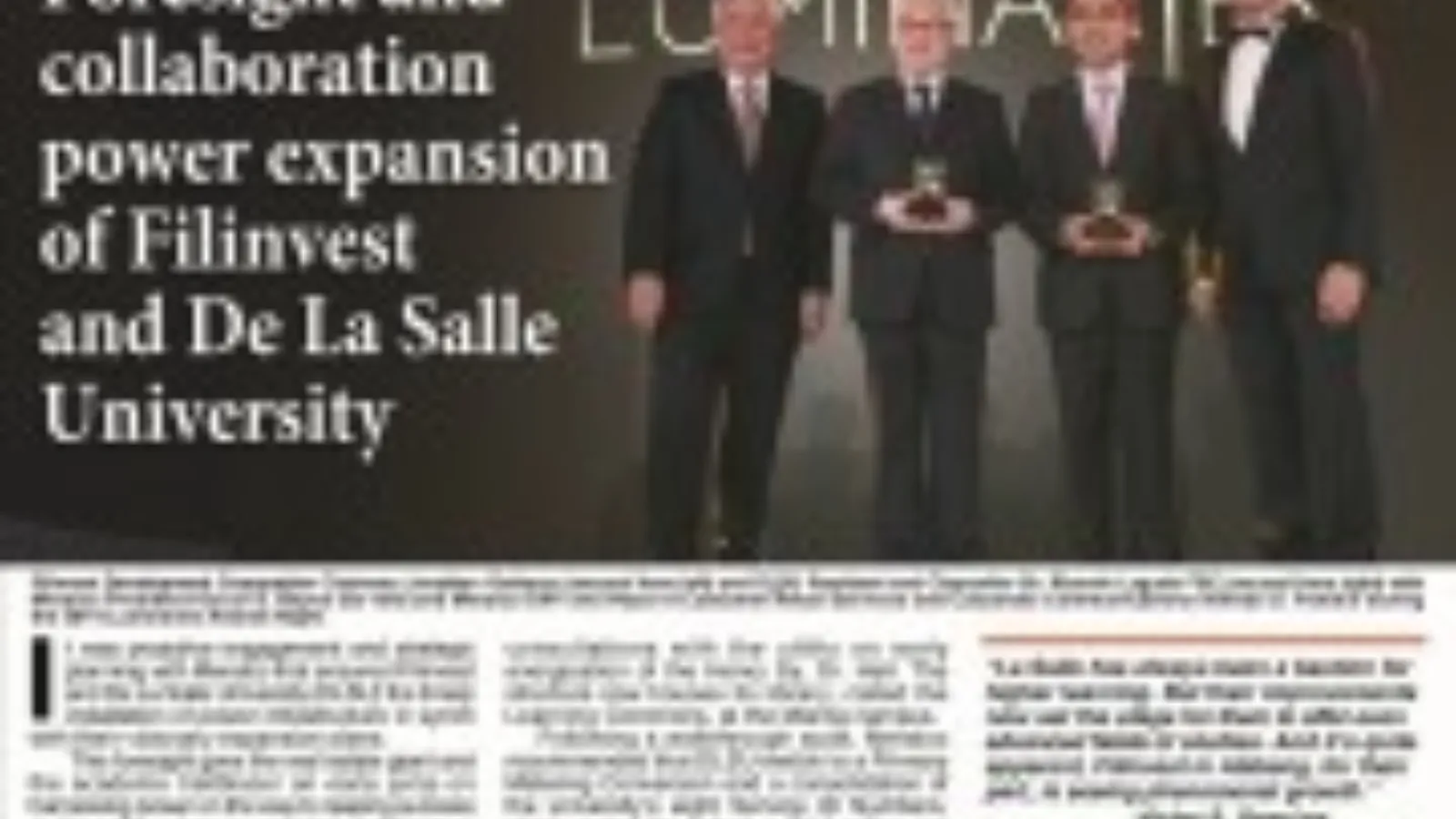 Foresight and collaboration power expansion of Filinvest and De La Salle University