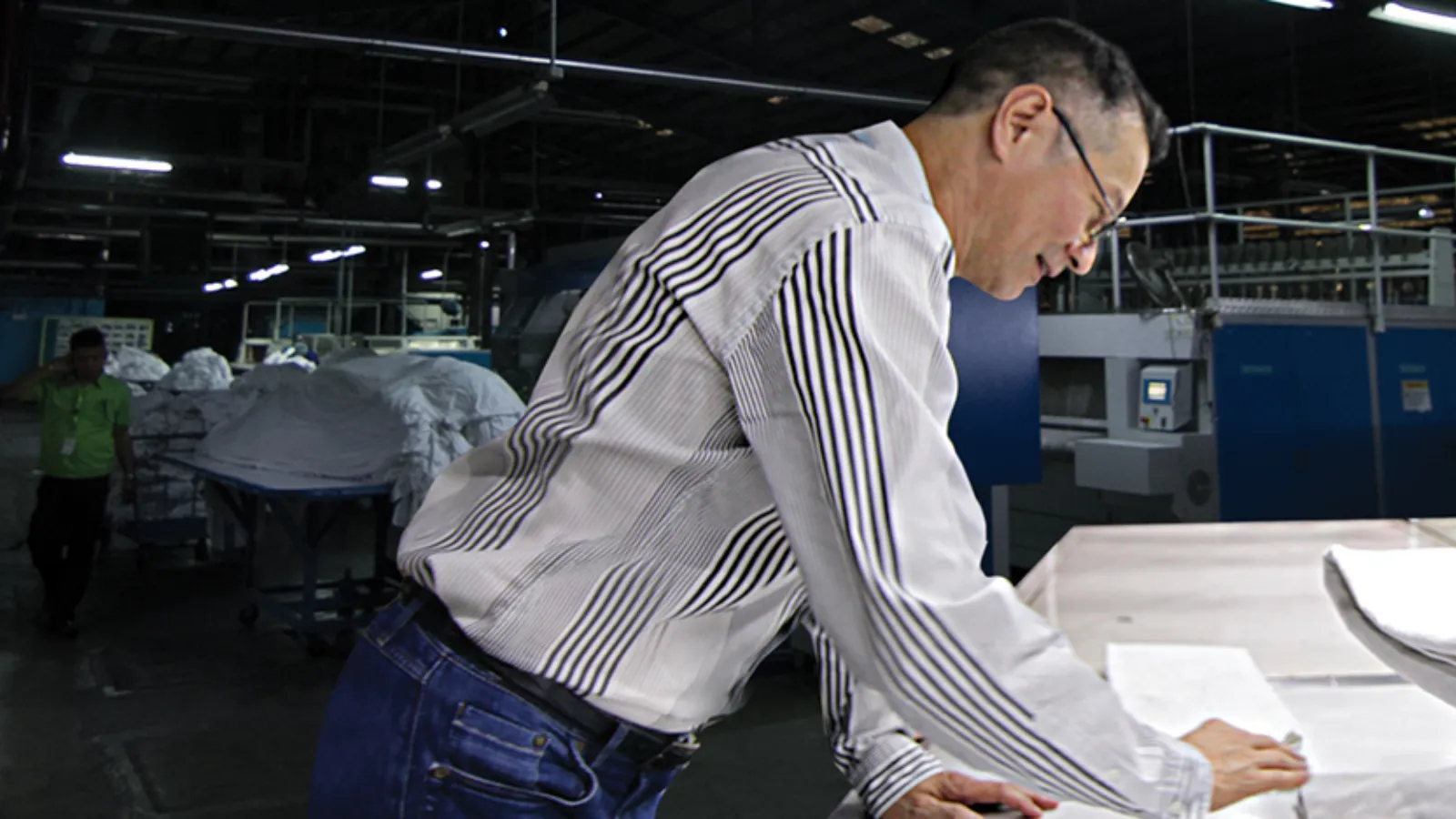 Employees work with fabric in the Armadillo Holdings facility.