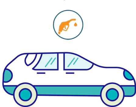 Side view of a car with a fuel-pump badge