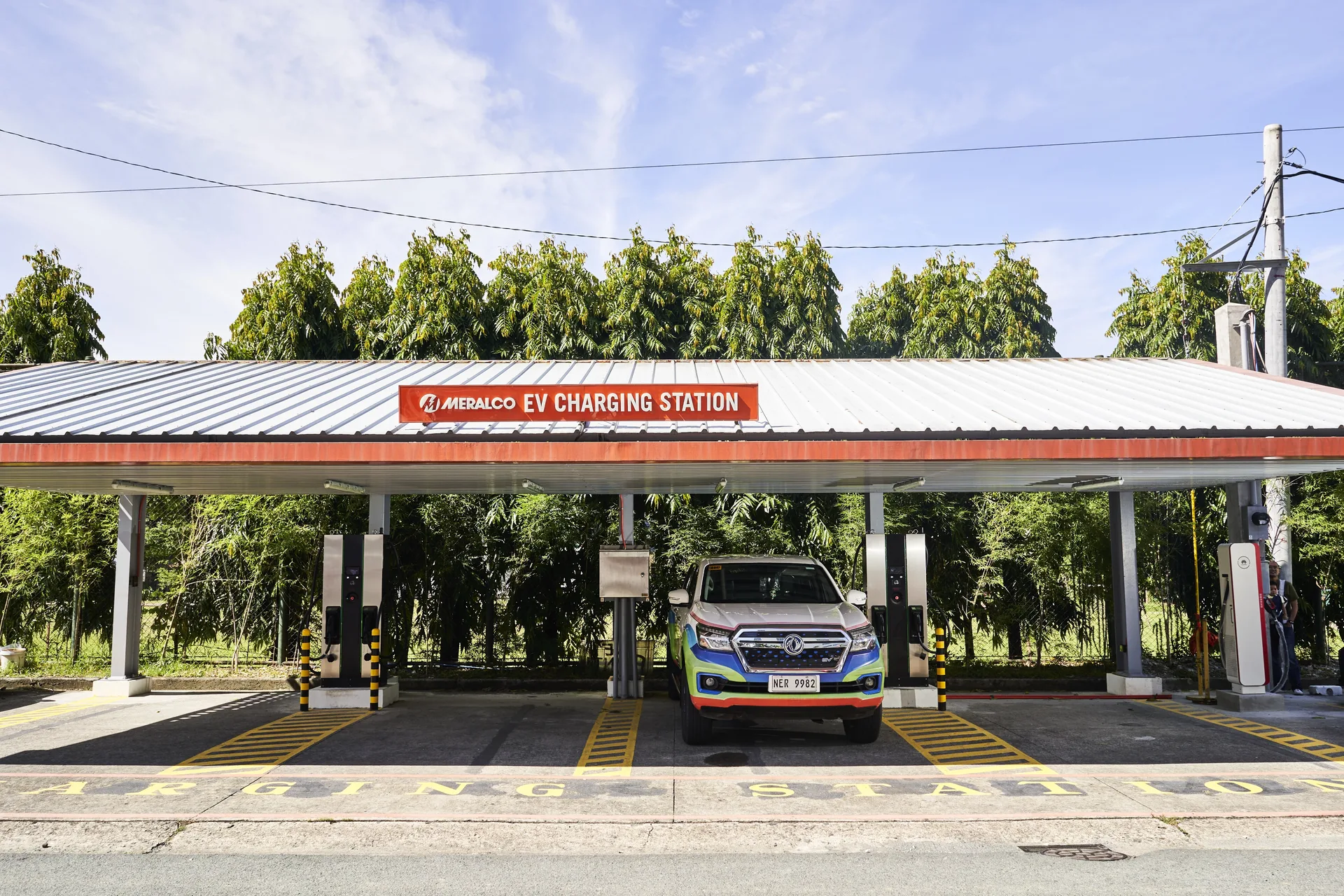 Public electric vehicle charging station at a Meralco facility