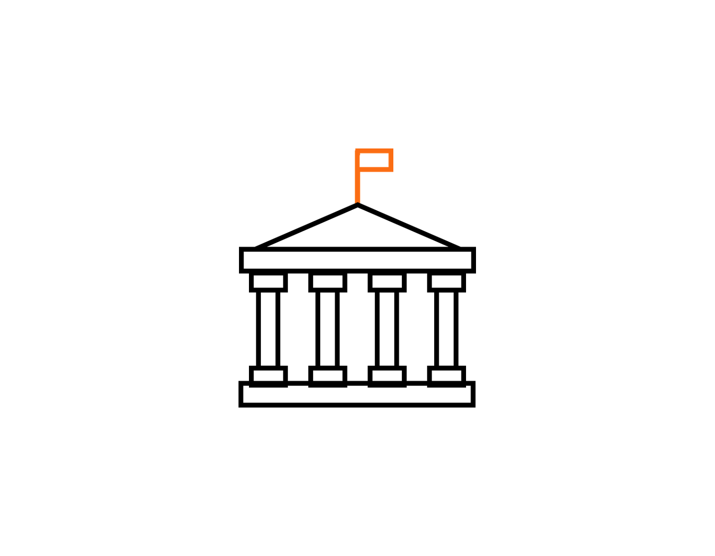 Government building with columns and a flag