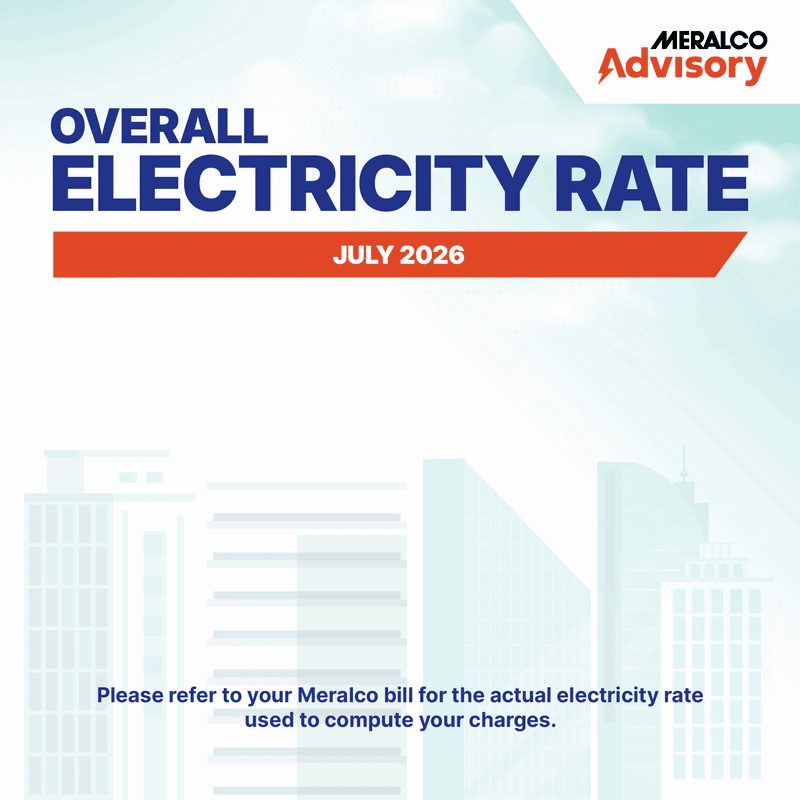 Meralco electricity rate advisory for July 2026