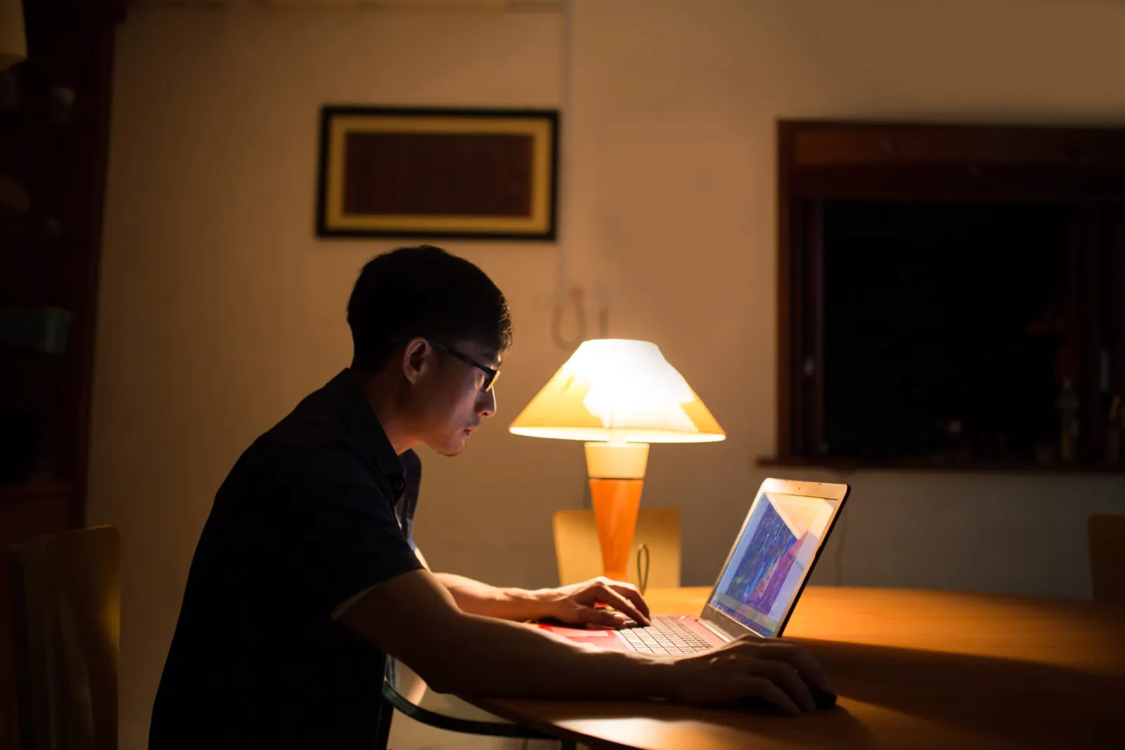 Man using his laptop