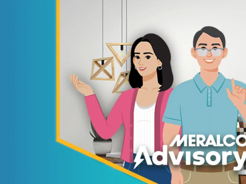 Meralco Advisory illustration of two customers at home, for the March 2022 rates update