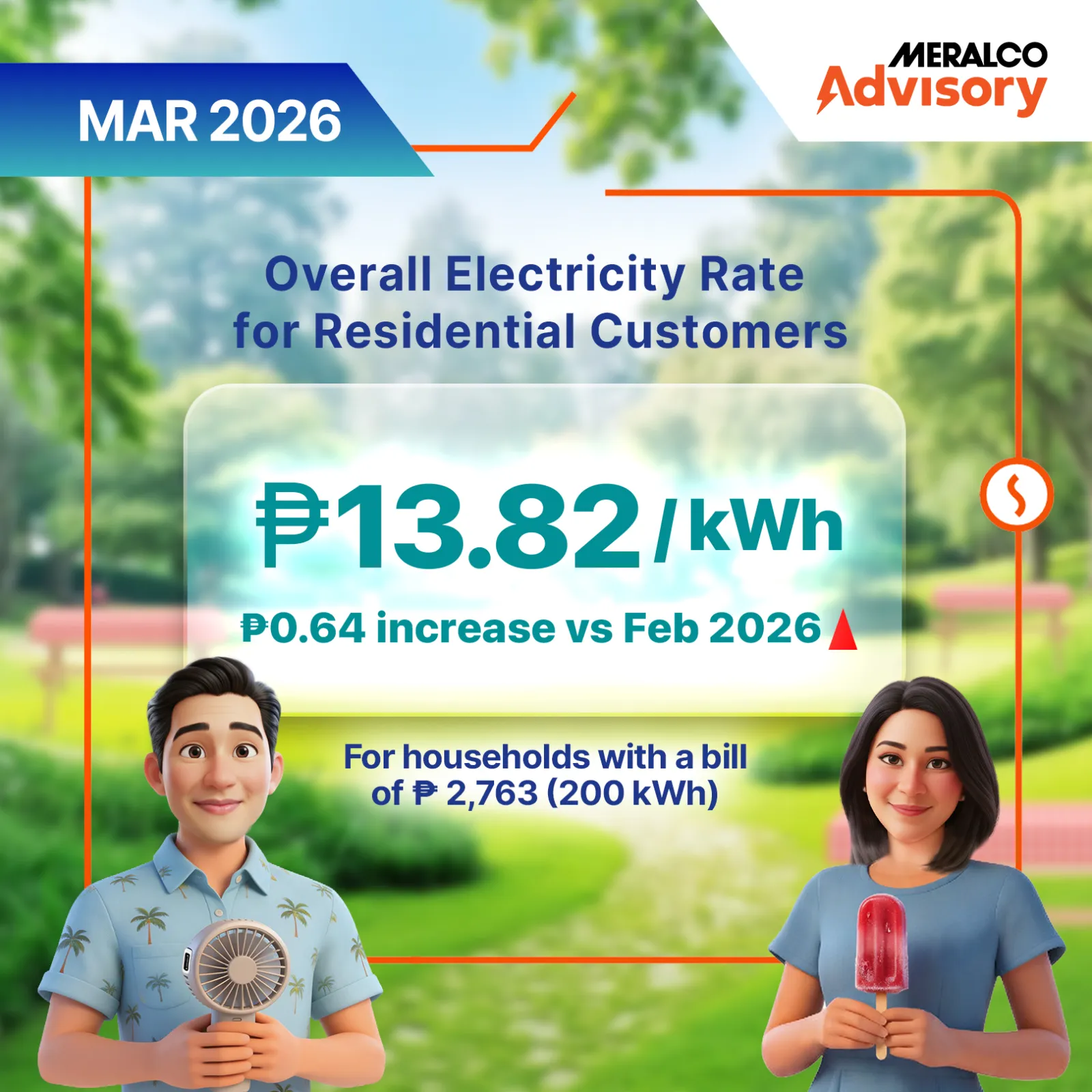 Meralco electricity rate advisory for March 2026