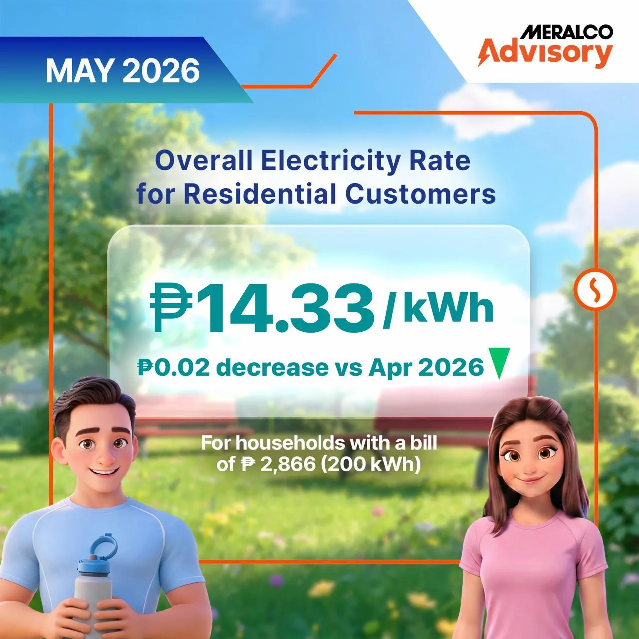 Meralco electricity rate advisory for May 2026