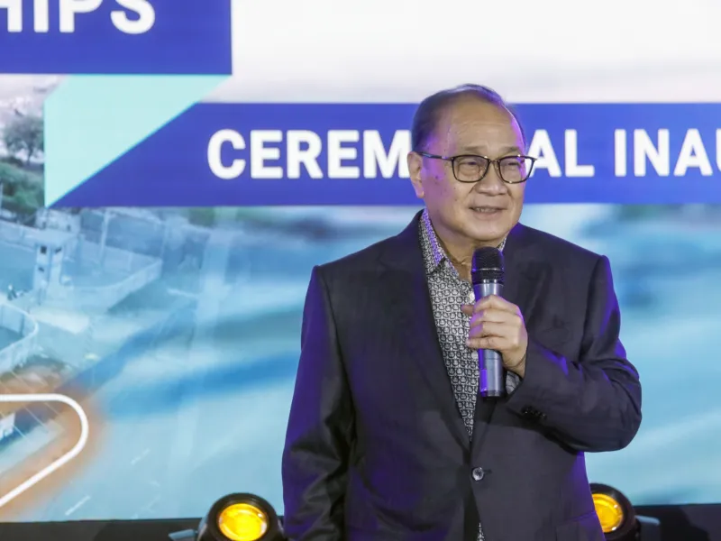 A VITRO executive speaks during the Sta. Rosa switching-station inauguration.