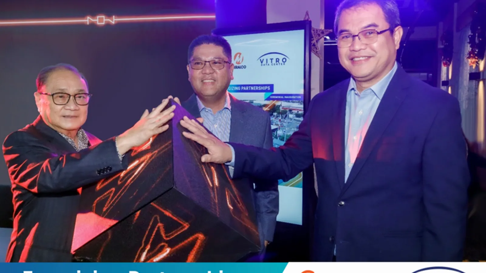 Meralco and VITRO leaders mark the inauguration of VITRO Sta. Rosa’s switching station.