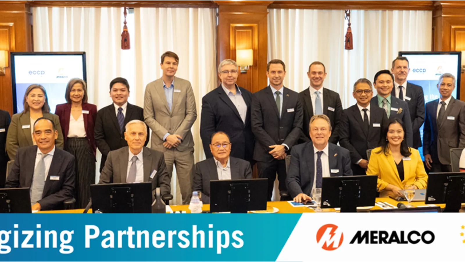 Meralco and European business representatives gather for a renewable-energy partnership meeting.