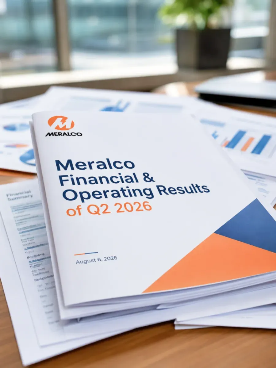 Printed Meralco financial and operating results materials for Q2 2026.
