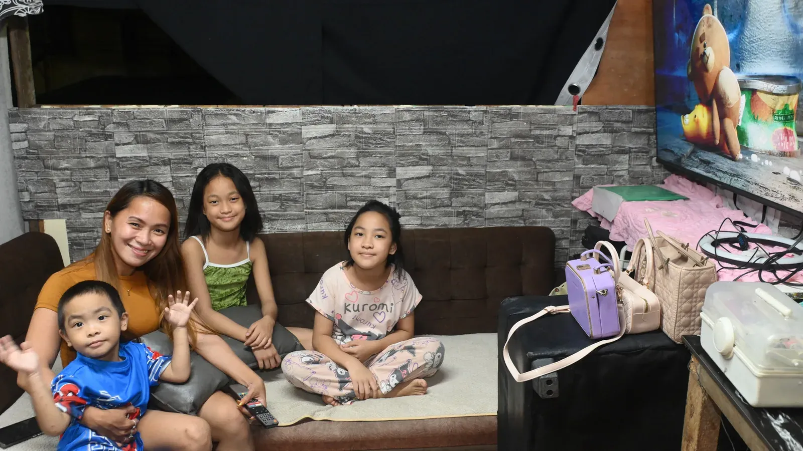 A family in a rural community benefits from household electrification.